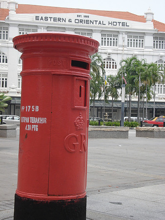 GR (King George) Royal Mail Post Box in front of the Eastern & Oriental Hotel, Georgetown, Penang - Malaysia.