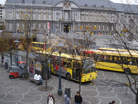 Bus stop and Galeries St Lambert, Liege - Belgium.