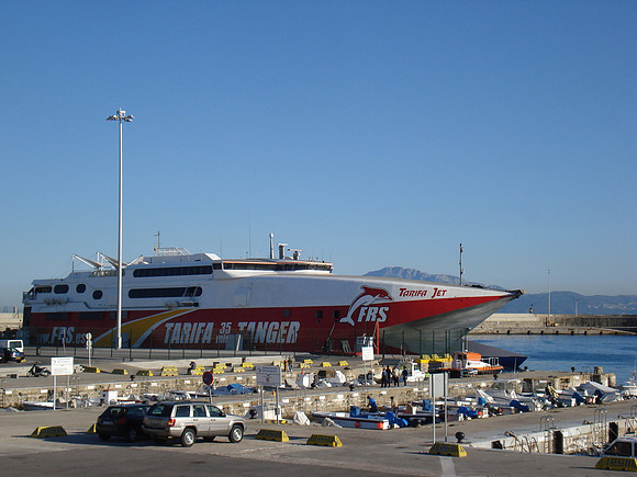 Tarifa jet, the Tarifa to Tangier, Morocco ferry at Puerto De La Rada, Tarifa - Spain.