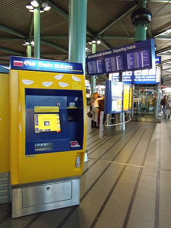 Ticket machine at Amsterdam Schiphol train station.