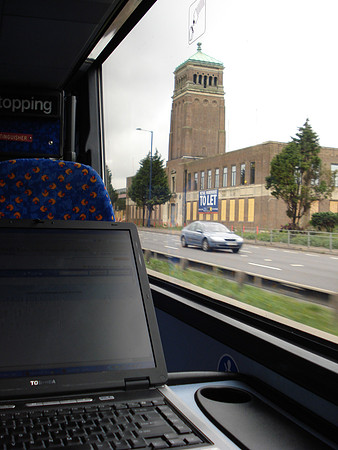 Wi-fi on the Oxford Tube bus service passing through West London, London - England.