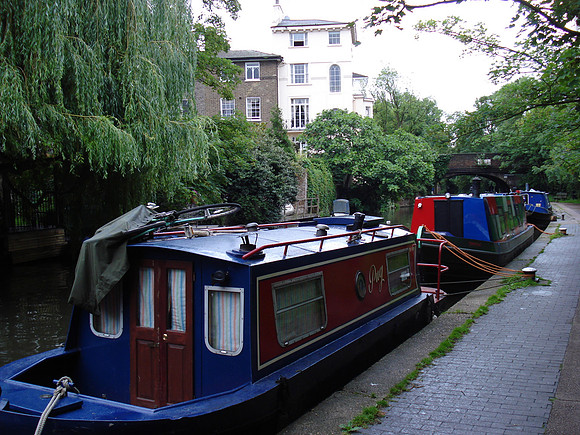 Canal boats at Camden, London - England.