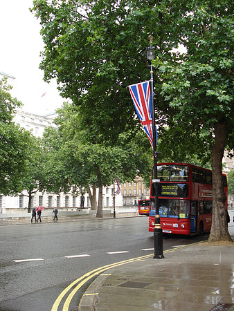 London bus on Whitehall, London - England.