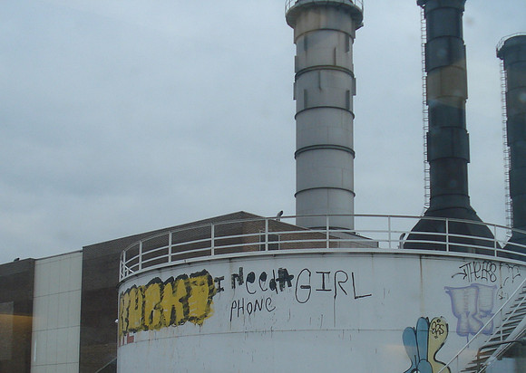 "I Need A Girl" graffiti on industry, Liege - Belgium.
