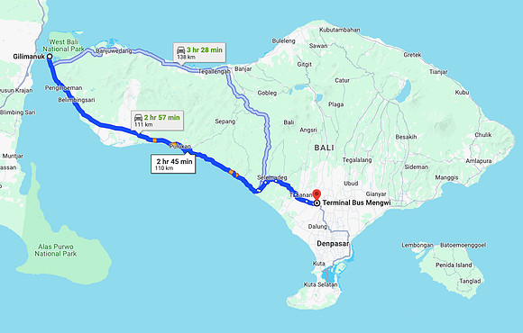 gilimanuk-mengwi-route