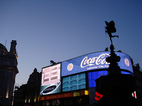 Piccadilly Circus at twilight, London - England.
