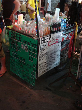 Cheap alcohol for sale on Khao San Rd, Bangkok - Thailand.