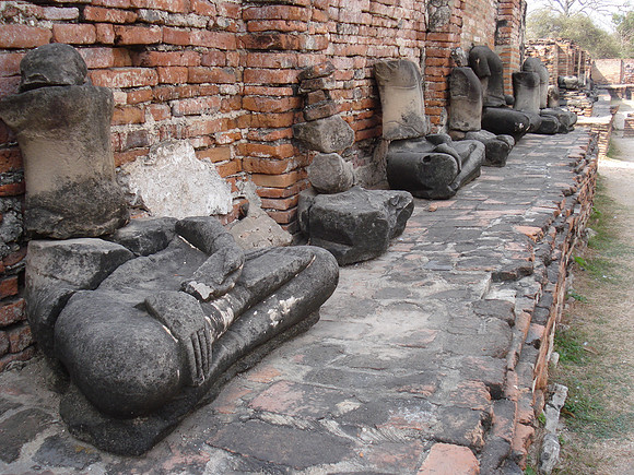 Buddha Ruins Wat Mahathat, Ayuthaya - Thailand.