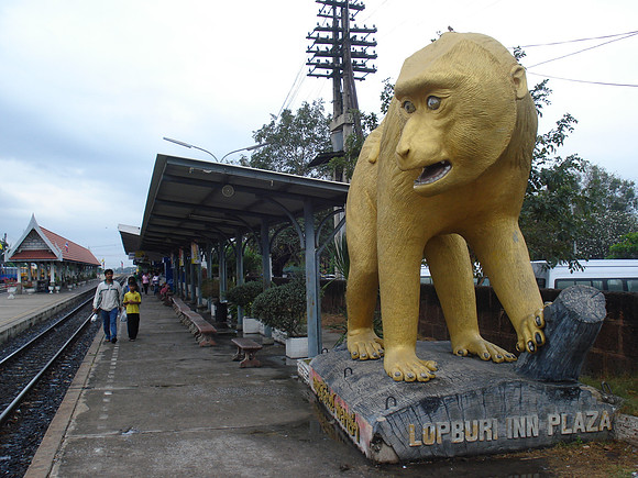 Monkey Statue Lopburi Station, Lopburi - Thailand.